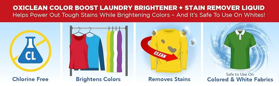 OxiClean Color Boost Color Brightener plus Stain Remover Liquid FREE 45oz - product information 6