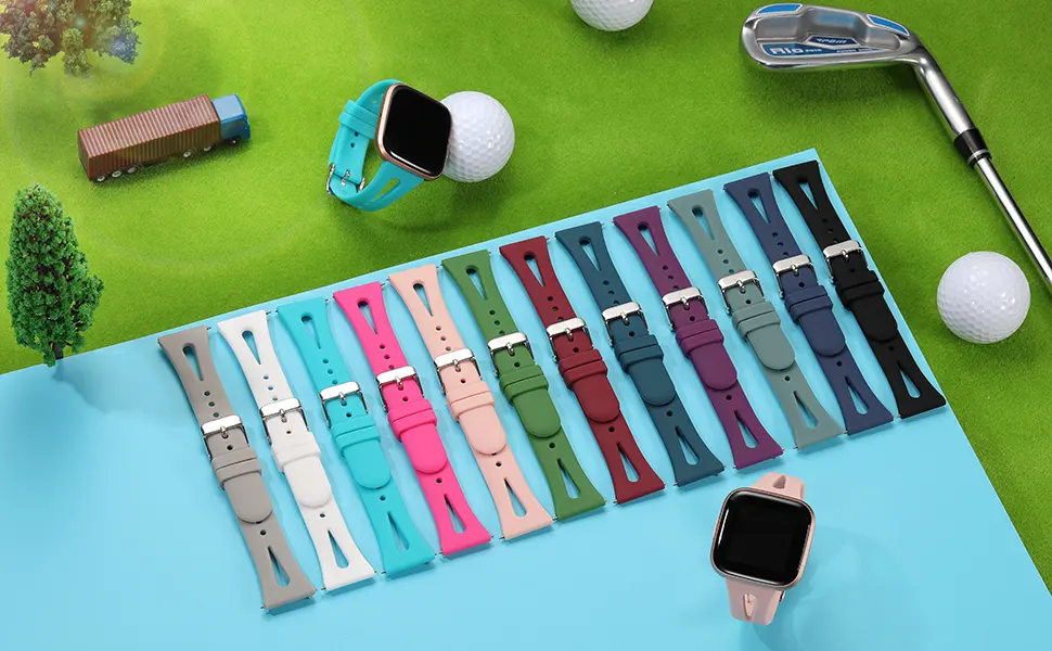 Ouwegaga Slim Bands Multi Colors Compatible for Fitbit Versa 2/Fitbit Versa/Lite Silicone Wristbands for Women Men Small Large Black Small(5.5"-7.2") - fitbit versa 2 straps