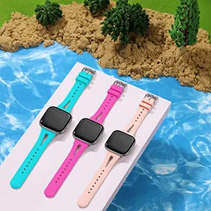 Ouwegaga Slim Bands Multi Colors Compatible for Fitbit Versa 2/Fitbit Versa/Lite Silicone Wristbands for Women Men Small Large Black Small(5.5"-7.2") - versa bands for women