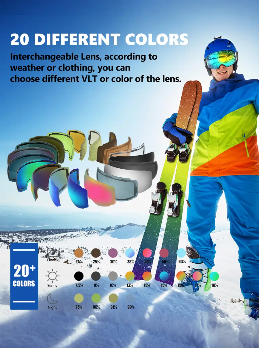 OutdoorMaster Ski Goggles PRO Replacement Lens - 20+ Choices Vlt 99% Clear - product information 1