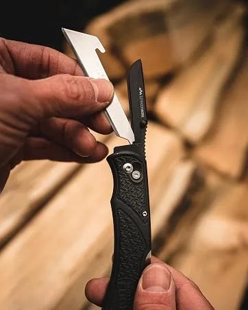 Outdoor Edge 3.5" RazorLite EDC - Replaceable Blade Folding Knife with Pocket Clip and One Hand Opening for Everyday Carry (Orange, 6 Blades) Orange (6 Baldes) - RazorWork Blade Change