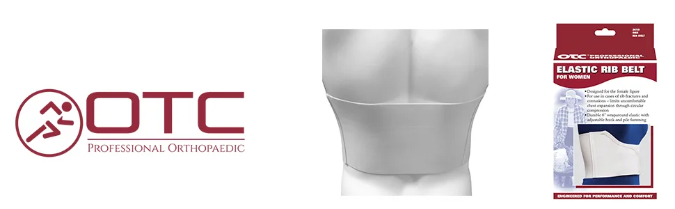 OTC Elastic Chest Panel Universally Adjustable Rib Belt for Women, White, Regular White Regular - OTC 2659 Product and Packaging