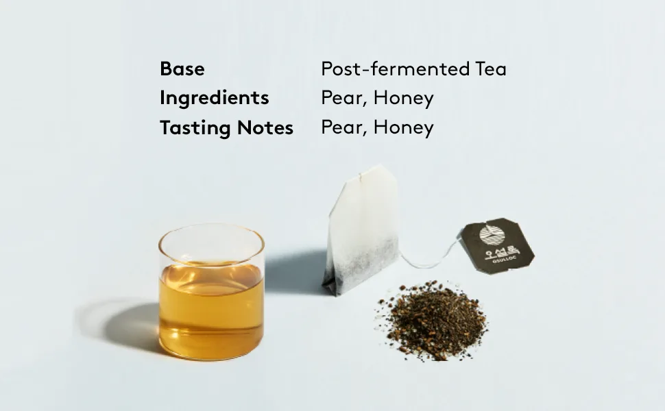 OSULLOC Honey Pear Tea, Premium Organic Blended Tea from Jeju, Tea Bag Series 20 count, 1.06 oz, 30g - post-fermented tea