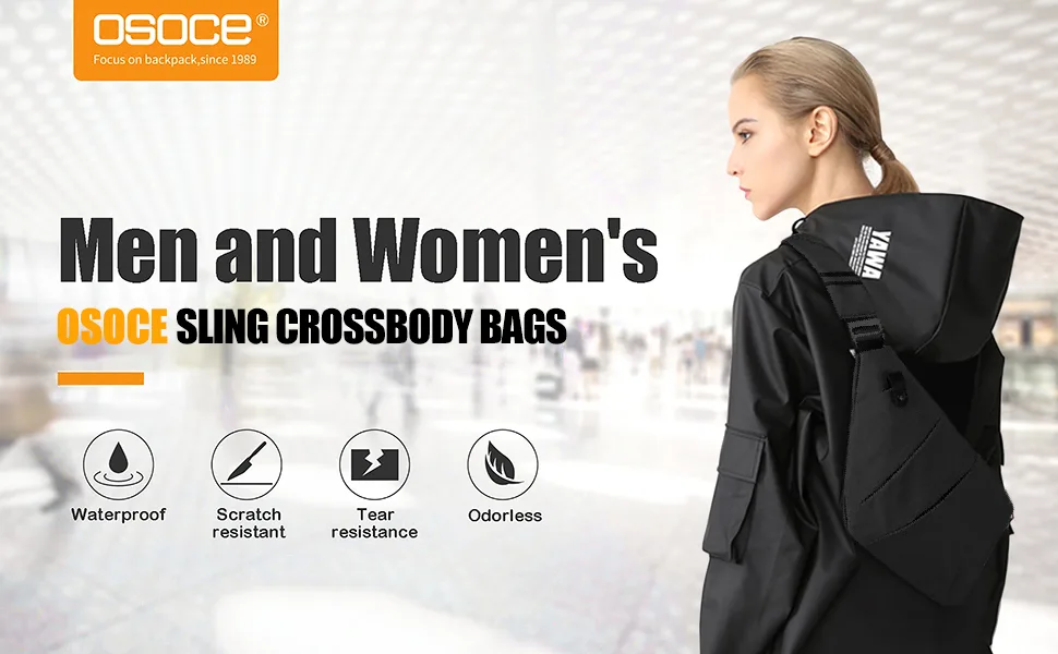 OSOCE Anti-Theft Waterproof Shoulder Backpack Sling Chest Crossbody Bag Cover Pack Rucksack Bicycle Sport Small 1.0 Black - sling bag