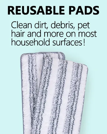 Oshang Flat Mop Head Refill 2 Pack - White and Grey - Replacement Mop Pads, Microfiber Cleaning Pads for Oshang Squeeze Flat Mop - mop heads pads refills