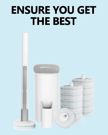 Oshang Flat Mop Head Refill 2 Pack - White and Grey - Replacement Mop Pads, Microfiber Cleaning Pads for Oshang Squeeze Flat Mop - toilet brush bowl cleaner