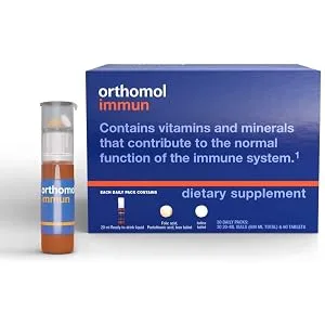 Orthomol Immun Vial, Immune Support Supplement, 30-Day Supply, Vitamins A, B, C, D, E, Zinc, Iodine Vial 30 Count (Pack of 1) - immun