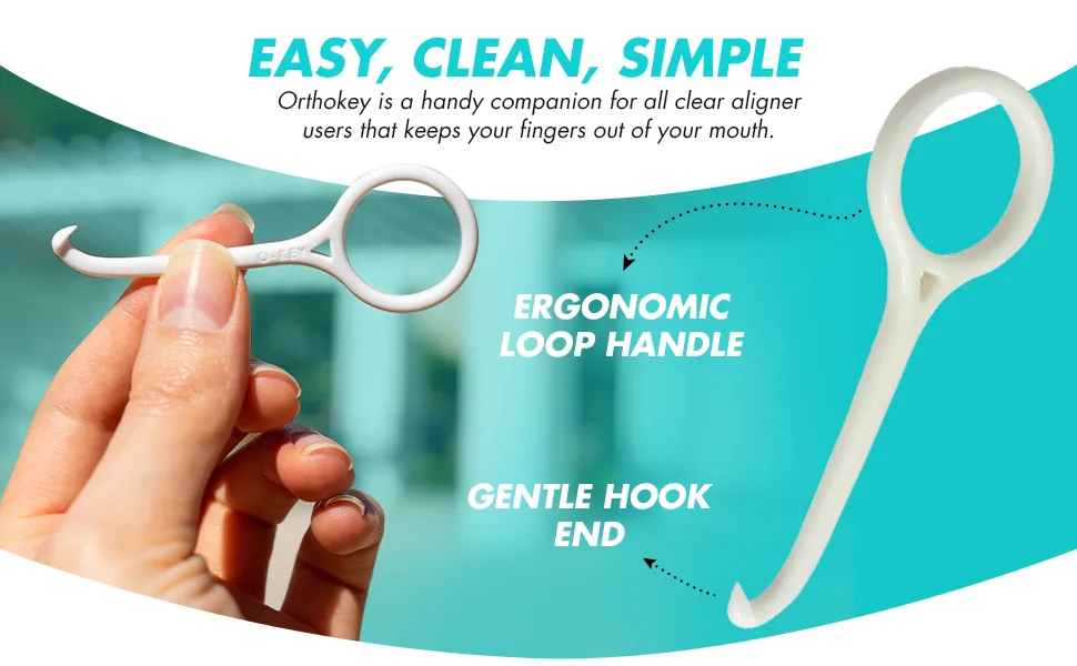 OrthoKey Clear Aligner Removal Tool - Remover Tool for Removable Braces & Retainers, Retainer Cleaner, Invisalign Compatible, Fits In a Dental Carrying Case or Aligner Case - Small Size, Blue (2-Pack) 2 Count (Pack of 1) - It can remove the aligner with ease because of its small body.