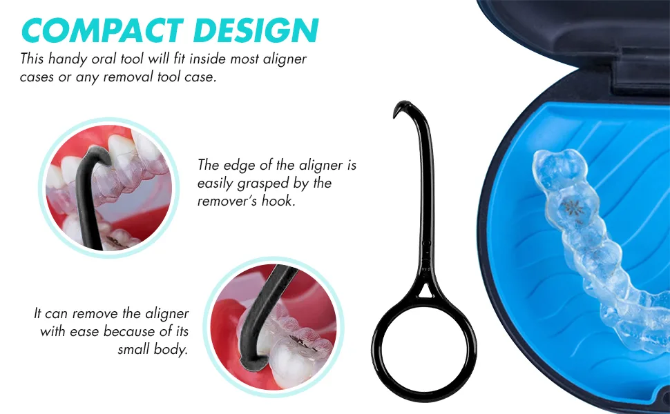 OrthoKey Clear Aligner Removal Tool - Remover Tool for Removable Braces & Retainers, Retainer Cleaner, Invisalign Compatible, Fits In a Dental Carrying Case or Aligner Case - Small Size, Blue (2-Pack) 2 Count (Pack of 1) - It can remove the aligner with ease because of its small body.