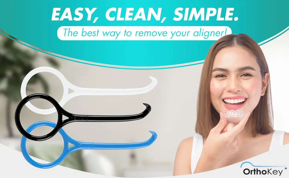 OrthoKey Clear Aligner Removal Tool - Remover Tool for Removable Braces & Retainers, Retainer Cleaner, Invisalign Compatible, Fits In a Dental Carrying Case or Aligner Case - Small Size, Blue (2-Pack) 2 Count (Pack of 1) - OrthoKey Clear Aligner Removal Tool
