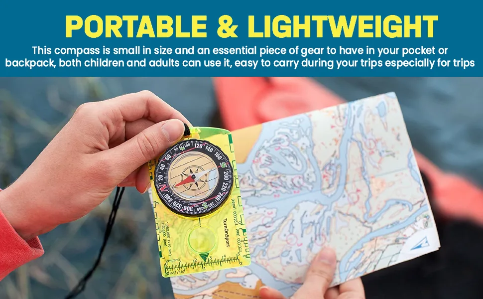 Orienteering Compass Hiking Backpacking Compass | Advanced Scout Compass Camping Navigation - Boy Scout Compass for Kids | Professional Field Compass for Map Reading - Best TurnOnSport Survival Gifts Green - Real Compass Oil