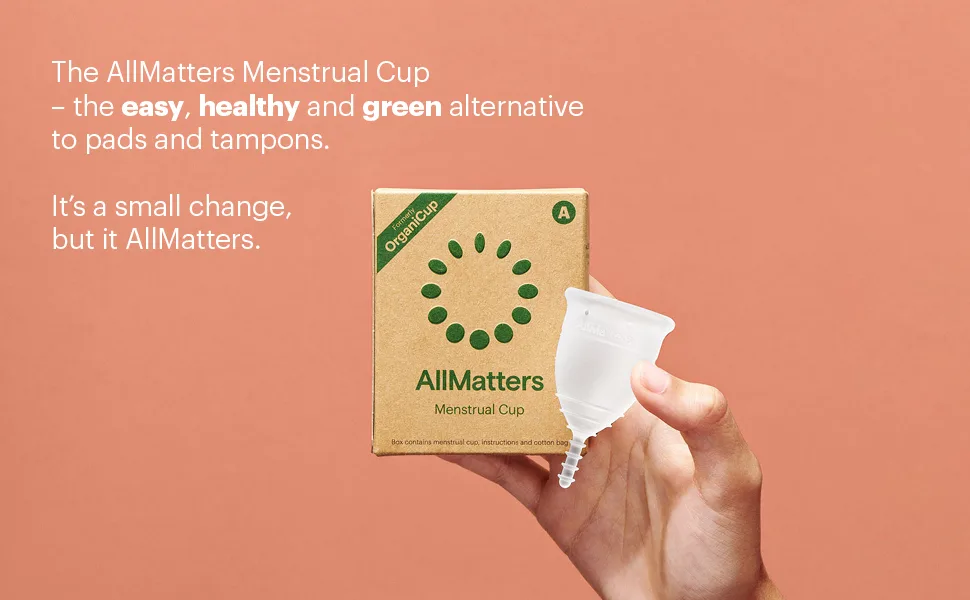 OrganiCup Menstrual Cup by AllMatters - Size A/Small - Reusable Period Cup - Pad and Tampon Alternative - Light to Heavy Flow - Not Offered in California - organicup