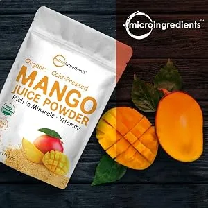 Organic Mango Juice Powder, 8 Ounce, Cold Pressed, Rich in Immune Vitamin C for Immune System Support, and Great Flavor for Drinks, Smoothie and Beverages, Non-GMO - Organic Cold Pressed Mango Juice Powder