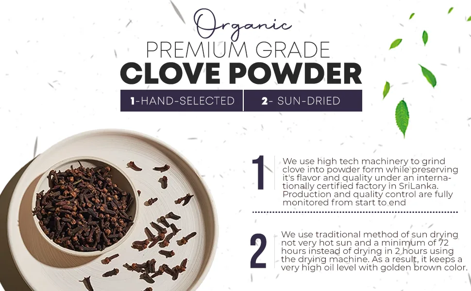 Organic Ground Cloves 3.5 oz, Premium Grade, Harvested from a USDA Certified Organic Farm in Sri Lanka. - Artboard 6