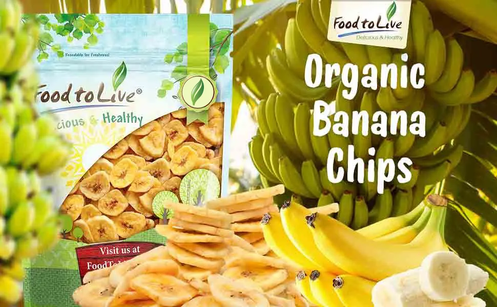 Organic Banana Chips, 5 Pounds  Sweetened, Unsulfured, Non-GMO, Kosher, Vegan, Bulk 5 Pound (Pack of 1) - product information 2