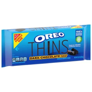 OREO Thins Dark Chocolate Flavored Creme Sandwich Cookies, Family Size, 13.1 oz - image