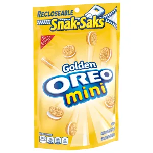 Oreo Mini Golden Sandwich Cookies, Vanilla Flavor, 1 Resealable Snak-Sak, 8 Oz - image
