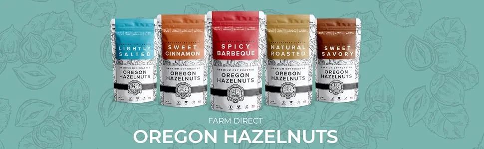 Oregon Natural Hazelnuts, Farm Fresh and Direct Sweet Savory Premium Dry Roasted Hazelnuts  Kosher Certified - 1 LB Bag - Farm Direct to table
