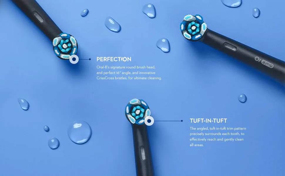 Oral-B iO Ultimate Clean Replacement Brush Heads, Black, 2 Count - Perfection