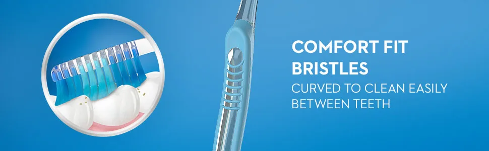 Oral-B Indicator Color Collection Manual Toothbrush, Soft, 2 Count 2 Count (Pack of 1) - Comfort fit bristles are curved to clean easily between teeth