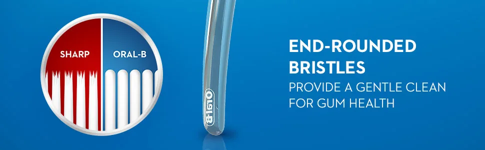 Oral-B Indicator Color Collection Manual Toothbrush, Soft, 2 Count 2 Count (Pack of 1) - End-rounded bristles provide a gentle clean for gum health