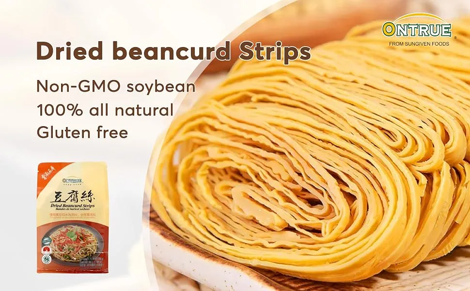 ONTRUE Dried Beancurd Srtips, Great Tofu, Soybean Noodle, Satisfied For Vegan, Good Source Of Protein, Non-Gmo, No Extra Adding, 10.58 Oz - product information 2
