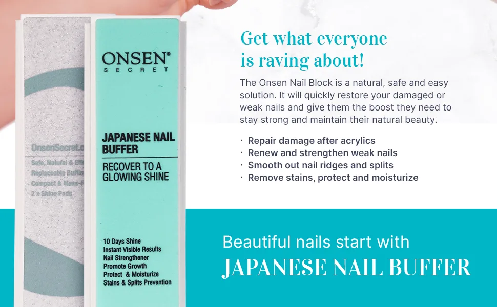 Onsen Secret Professional Nail Buffer, Ultimate Shine Nail Buffing Block w/ 3 Way Buffing Methods (Pack of 1) Japanese Nail Buffer 1 Pack - Get what everyone is raving about!