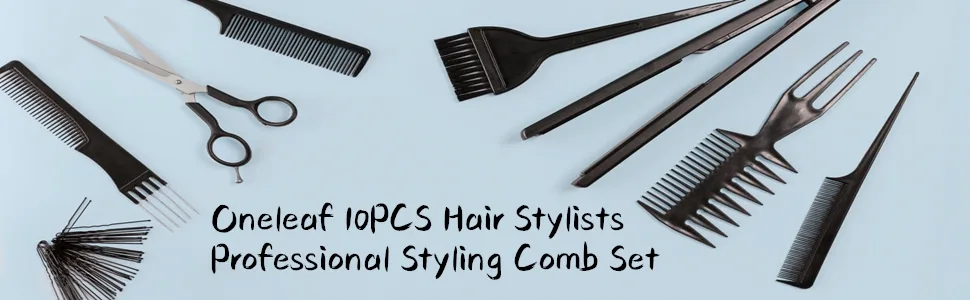 Oneleaf Styling Hair Comb 10PCS Hair Stylists Professional Styling Comb Set Variety Pack Great for All Hair Types & Styles black - product information 4