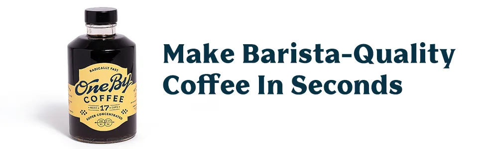 OneBy Coffee | Make Cold Brew, Hot or Iced Coffee in Seconds | 17 Cups per Bottle with 24x Liquid Coffee Concentrate | Single Origin Peruvian Coffee Beans (1 Count, 8.5oz Bottle) - Liquid Concentrate Coffee