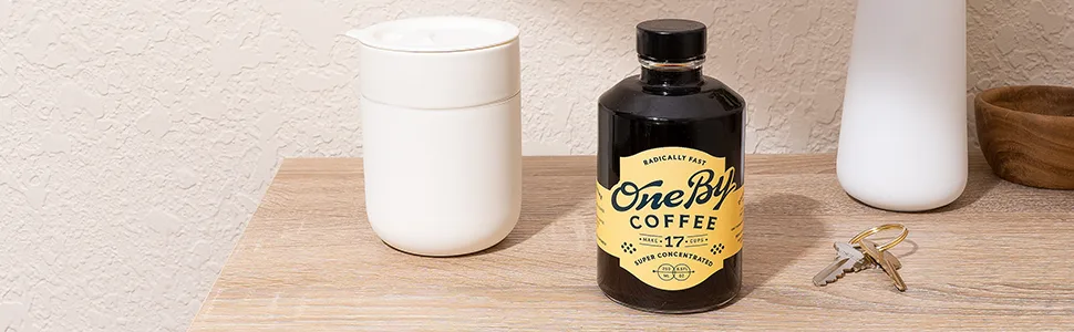 OneBy Coffee | Make Cold Brew, Hot or Iced Coffee in Seconds | 17 Cups per Bottle with 24x Liquid Coffee Concentrate | Single Origin Peruvian Coffee Beans (1 Count, 8.5oz Bottle) - Nutty, flavorful coffee
