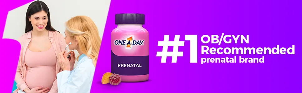 One A Day Women's Prenatal Gummies, 60 Count 60 Count (Pack of 1) - OBGYN recommended