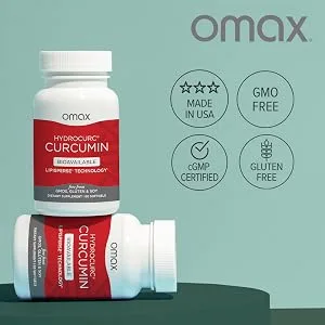 Omax Highly Bioavailable Turmeric Curcumin Softgels, No BioPerine, Active in 1-Hour, Nanoparticle Potency & Absorption, Natural Joint Relief, 60-Day Supply | 60 Softgels - hydro curc omax health