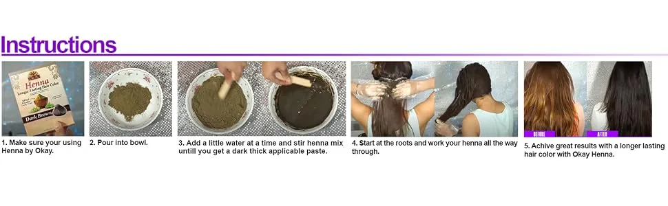 Okay Longer Lasting Henna Color, Dark Brown, 2 oz Dark Brown 2 Ounce (Pack of 1) - dark brown
