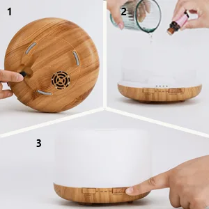Oil Diffuser with 15x10mL Essential Oils, 500ml Essential Oil Diffusers, Aromatherapy Diffuser with 2 Mist Mode 4 Timers&7 Ambient Light Waterless Auto Off for Diffusers Large Room Home Office Log Color - Oil Diffuser
