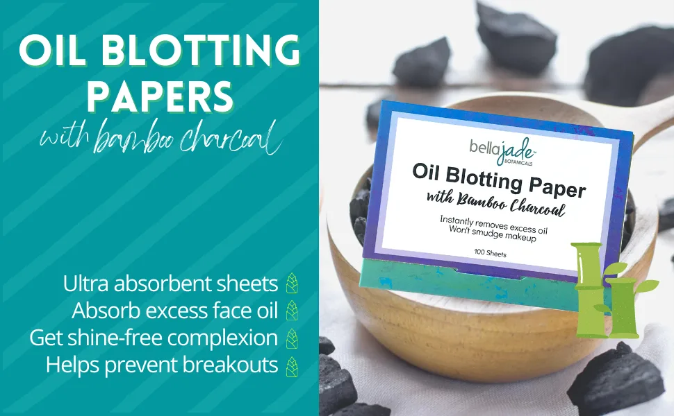 Oil Blotting Paper Sheets  Instantly Absorbs Excess Oil and Shine from Face without Smudging Makeup  Large size, 200 Tissues  (charcoal) - activated charcoal bamboo sheets for face oil