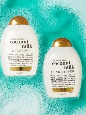 OGX Nourishing + Coconut Milk Shampoo & Conditioner Set, 13 Fl Oz (Pack of 2) (packaging may vary), White - Coconut Milk