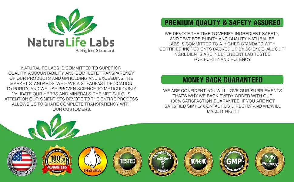Odorless Pure Garlic 3000 mg per Serving Maximum Strength 150 Soft gels Promotes Healthy Cholesterol Levels Immune System Support - NaturaLife Labs