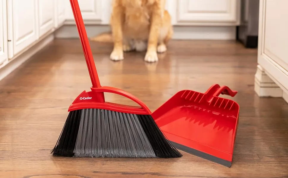 O-Cedar Pet Pro Broom & Step-On Dustpan PowerCorner, Red PowerCorner Pet Pro Broom & Dust Pan - Pet pro