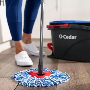 O-Cedar EasyWring RinseClean Microfiber Spin Mop & Bucket Floor Cleaning System with 2 Extra Refills, Grey RinseClean Spin Mop & Bucket + 2 Extra Refills - floor