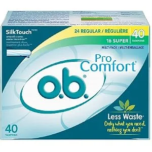 o.b. Pro Comfort Applicator Free Digital Tampons, Regular and Super Multi-Pack - 40 Count Multipack (Regular/Super) - product information 1