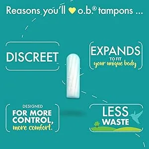 o.b. Pro Comfort Applicator Free Digital Tampons, Regular and Super Multi-Pack - 40 Count Multipack (Regular/Super) - product information 2