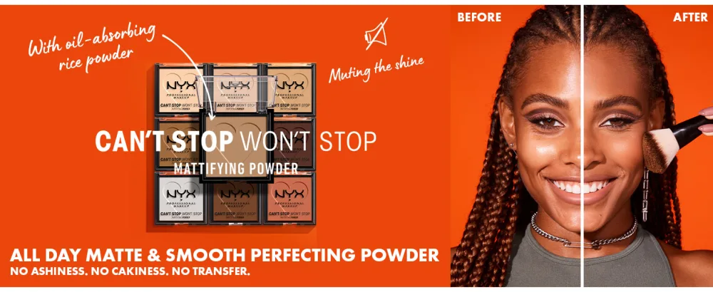 NYX PROFESSIONAL MAKEUP Can't Stop Won't Stop Mattifying Pressed Powder - Light 02 LIGHT - nyx can