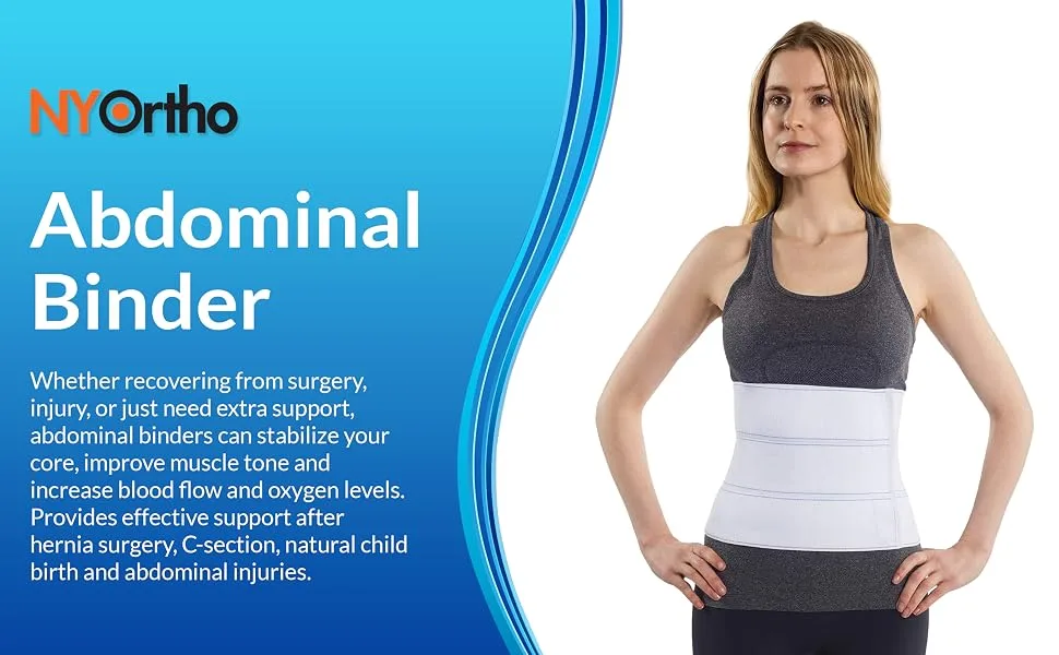 NYOrtho Abdominal Binder Lower Waist Support Belt - Compression Wrap for Men and Women (30" - 45") 3 Panel - 9" 3 Panel - 9" High 30-45 Inch (Pack of 1) - product information 1