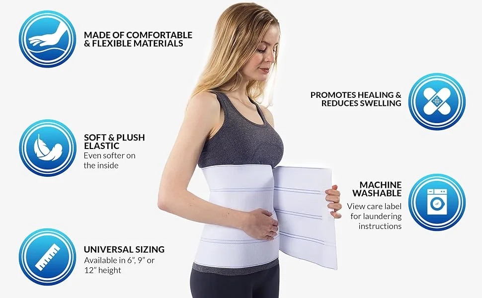 NYOrtho Abdominal Binder Lower Waist Support Belt - Compression Wrap for Men and Women (30" - 45") 3 Panel - 9" 3 Panel - 9" High 30-45 Inch (Pack of 1) - product information 4