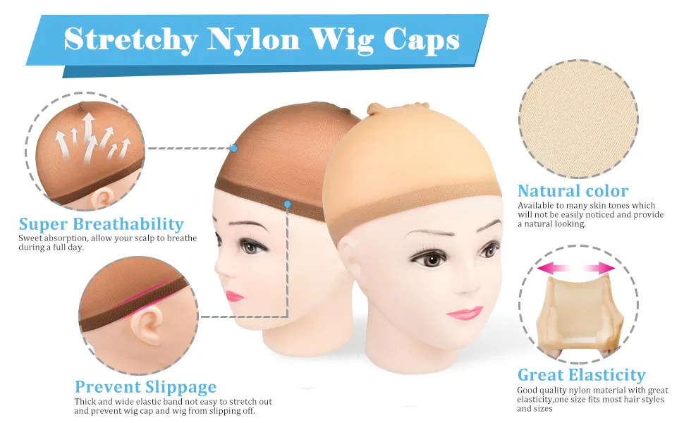 Nylon Wig Caps,MORGLES 20pcs Stocking Caps For Wigs Stretchy Wig Caps Brown & Light Brown Wig Caps For Women - wig cap