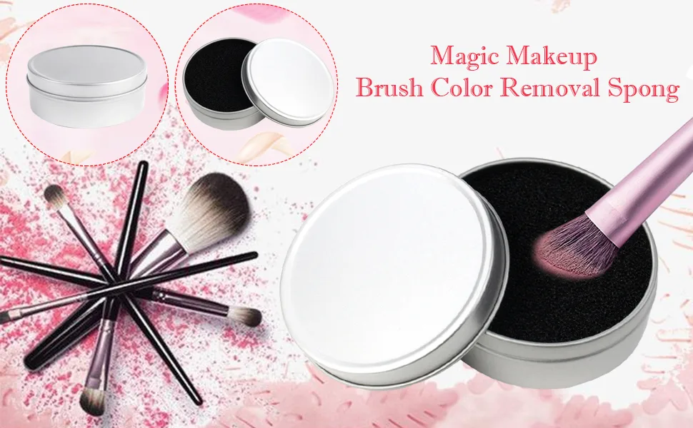 Nydotd 8pcs Makeup Brush Cleaner set - 2 Pack Makeup Brush Cleaner with 6pcs Replacement Sponge, Dry Makeup Brushes Cleaner Sponge Eye Shadow or Blush Color Removal Quickly Switch to Next Color - product information 2