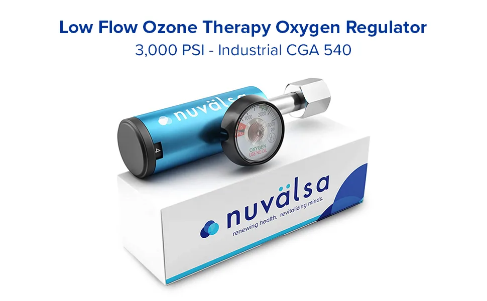 Nuvlsa Ozone Therapy Low Flow Oxygen Regulator  Easy to Use  Works with Ozone Generators  Compatible with Oxygen Cylinders up to 3,000 PSI  Wrench-Tightened Connection  CGA 540 - stainless-steel hollow handles fingerprint-resistant includes chef knife 8