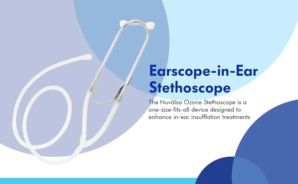 Nuvlsa Earscope - In-Ear Stethoscope Ozone Insufflator with Medical Silicone Tube, Soft Ear Plugs, Male Luer Lock - silicone tube generator clear soft accessories otoscope connector therapy bag concentrator