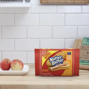 Nutter Butter Double Nutty Peanut Butter Sandwich Cookies, Family Size, 15.27 oz - image