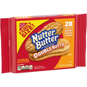 Nutter Butter Double Nutty Peanut Butter Sandwich Cookies, Family Size, 12 - 15.27 oz Packs - image